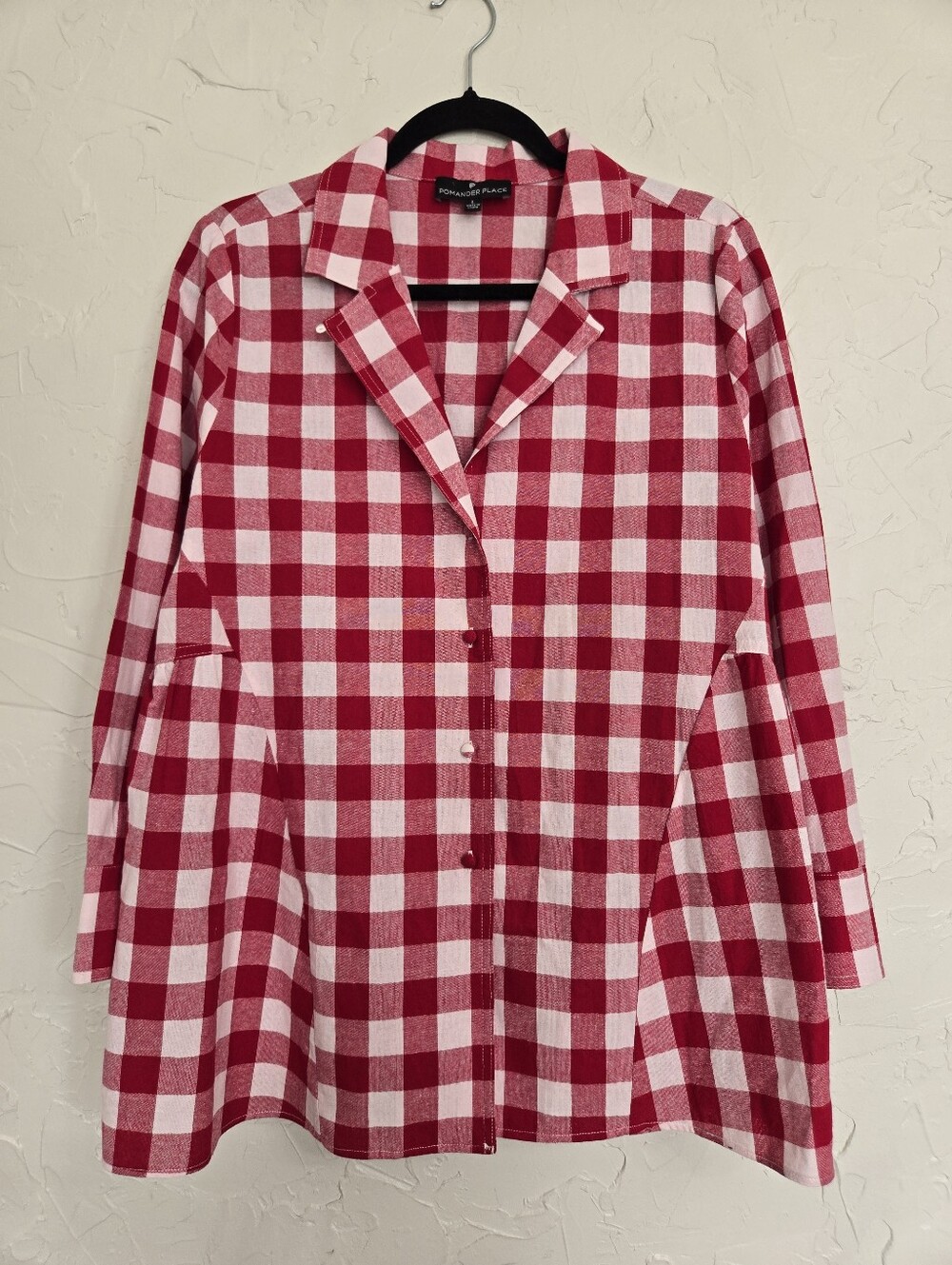 NEW Tuckernuck Pomander Place Red Cotton Plaid Gingham Top, L - Picture 3 of 11